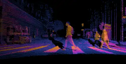 Lidar point cloud of pedestrian at intersection