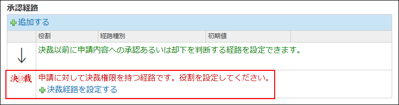 決裁経路の設定を促す画像