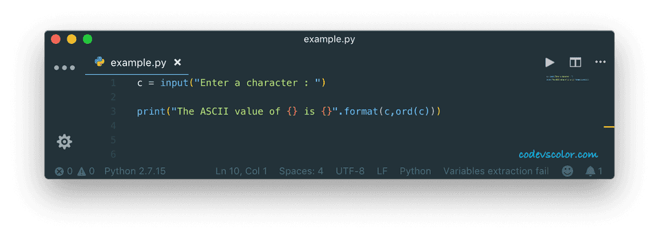 Python convert character to ASCII
