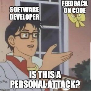 Butterfly man meme about feeling attacked by code_reviewers