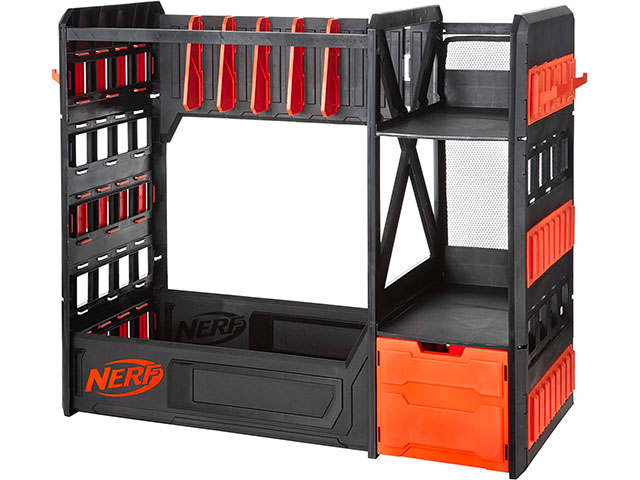 An empty Nerf Elite Blaster Rack ready to store Nerf Guns