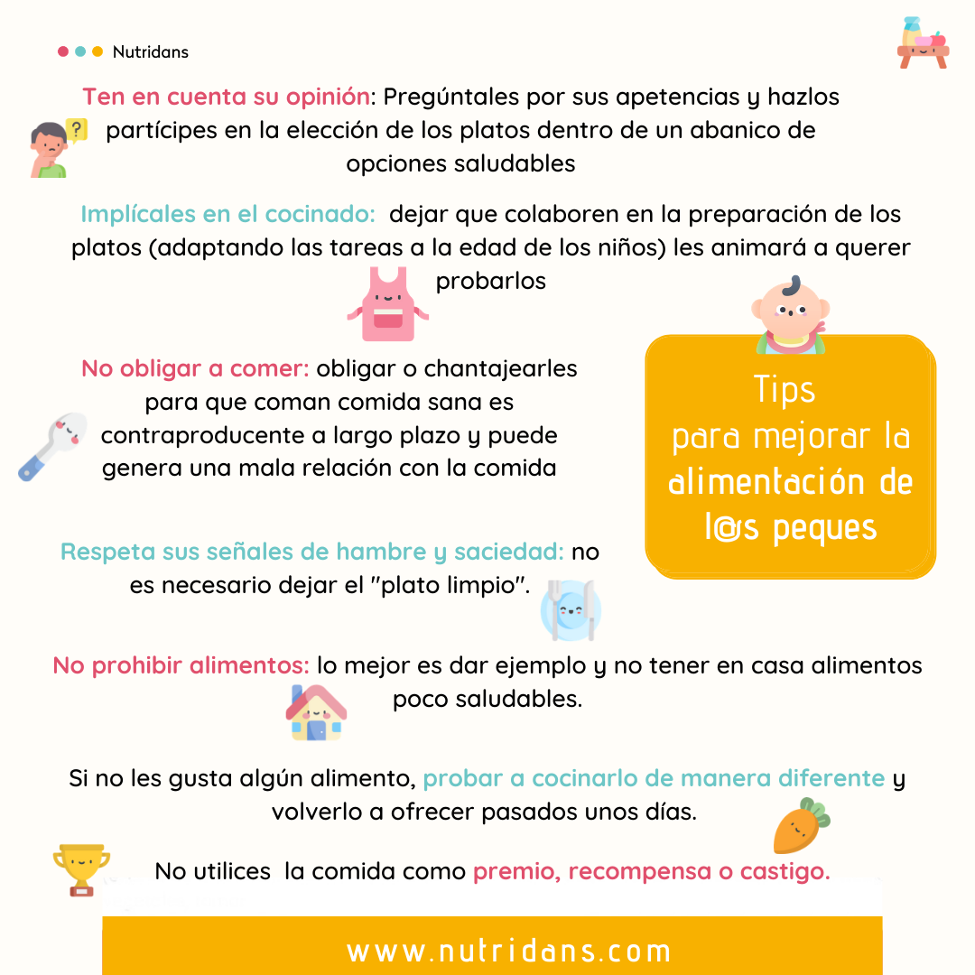 Tips para mejorar la alimentacion de los peques