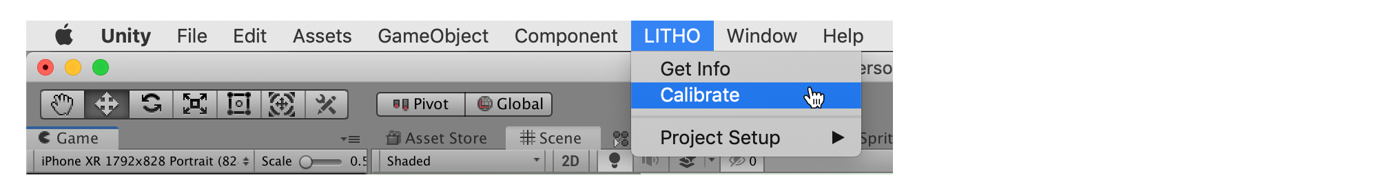 Calibrate using the LITHO menu