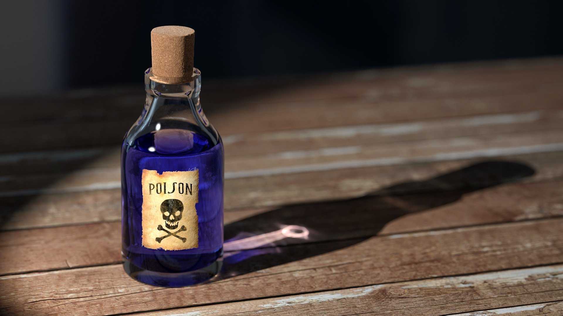 Fiole de poison sur une table