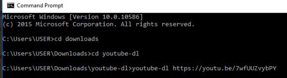 Youtube-dl in Command Prompt