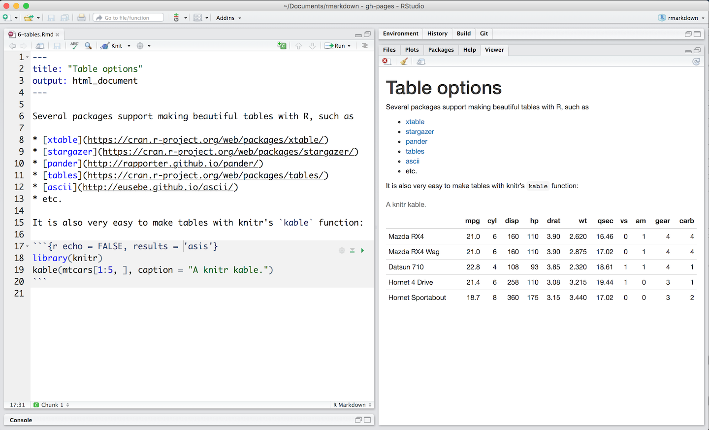 markdown make table