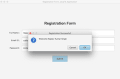 JavaFX layout registration form confirmation example