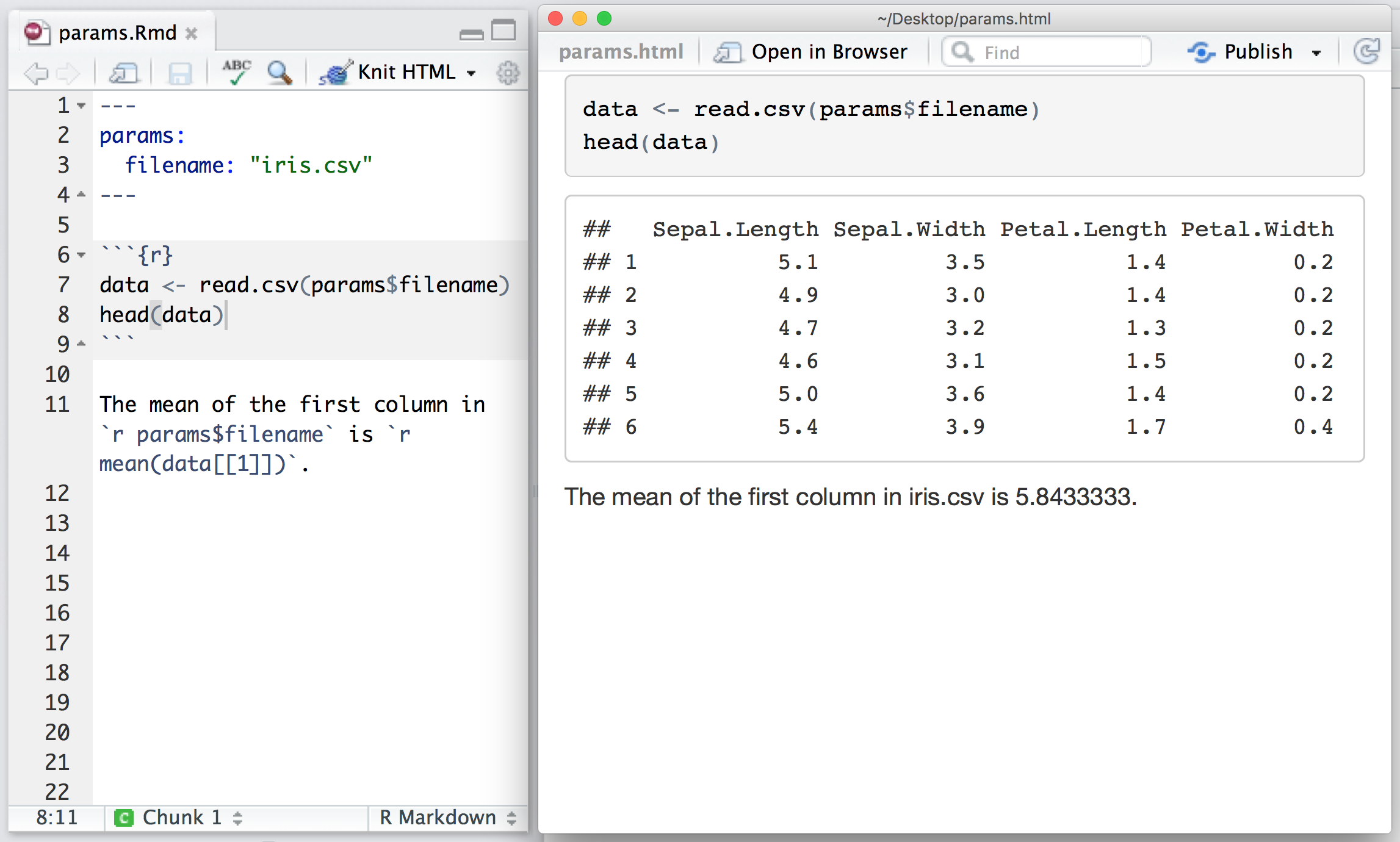 create table r markdown