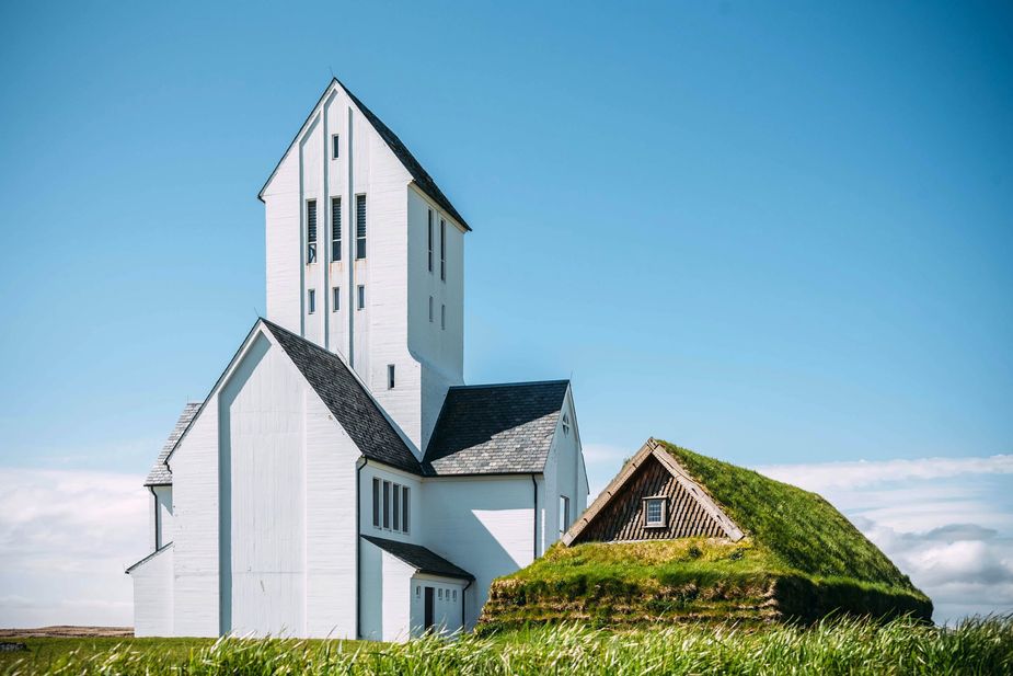 Kirche, Torfhaus, Skálholt, Island 