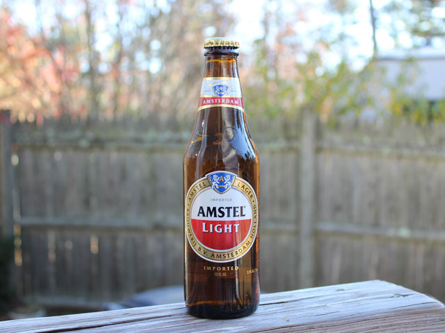 A bottle of Amstel Light, an imported light beer