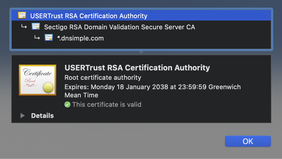 A real SSL certificate chain