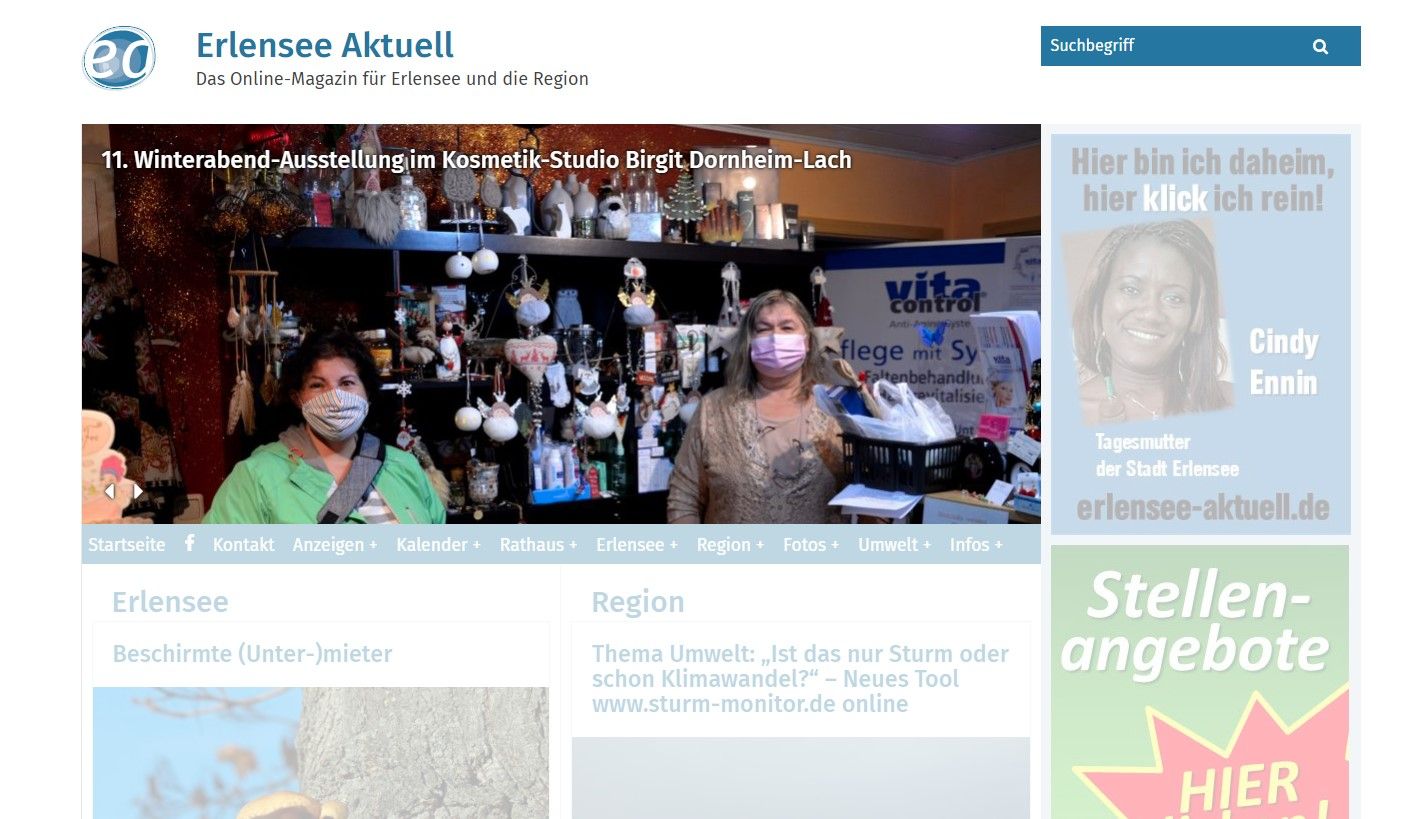 Highlighted partner ad in the slider section ofErlensee Aktuell.