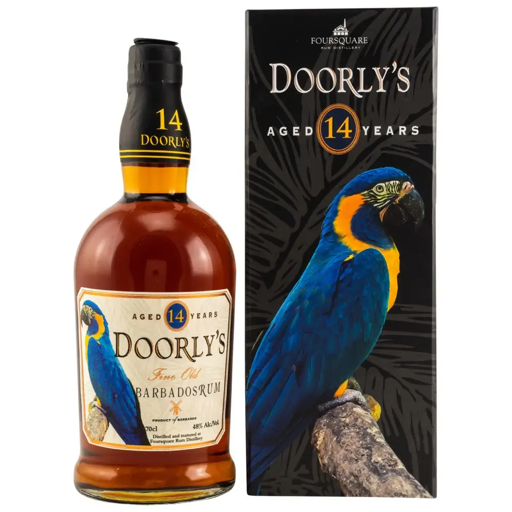 Image of the front of the bottle of the rum Doorly‘s 14 Years