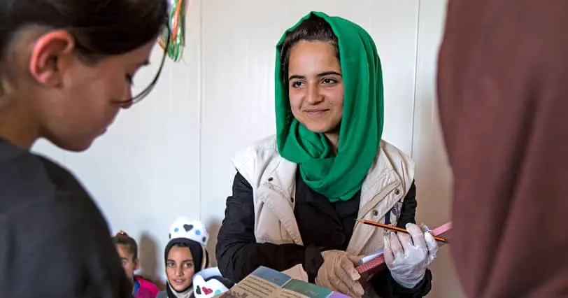 International Medical Corps hosts a health education event for children in Garmawa camp just outside Dohuk in the Kurdistan region of northern Iraq.