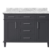 image Sonoma 48 in W  22 in D  34 in H Bath Vanity in Dark Charcoal with White Carrara Marble Top