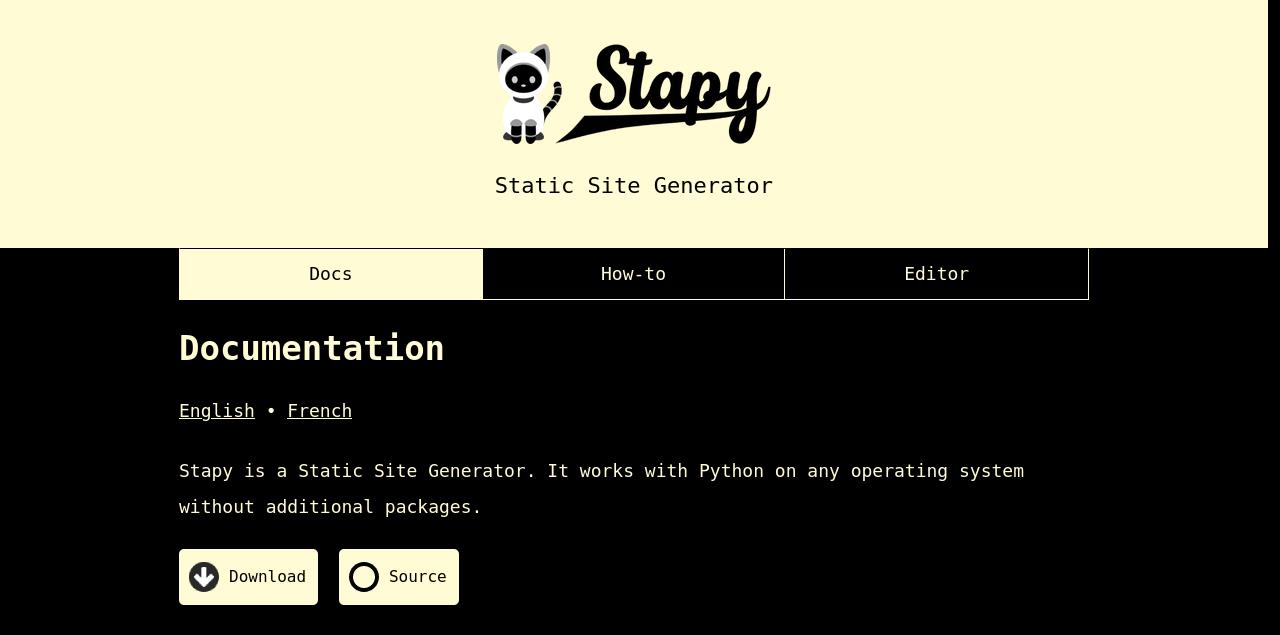 Screenshot of the Stapy website