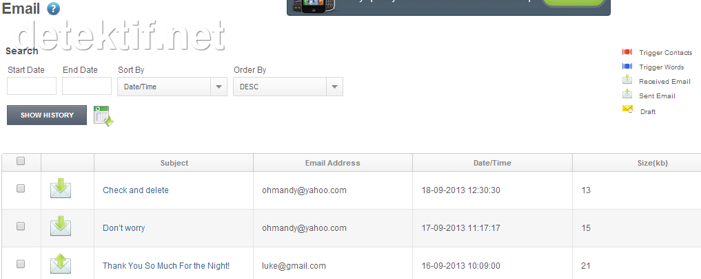 penyadap pesan email dengan software stealth-genie