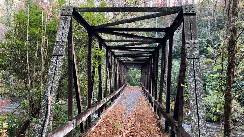 Iron bridge crossing Eagle Creek