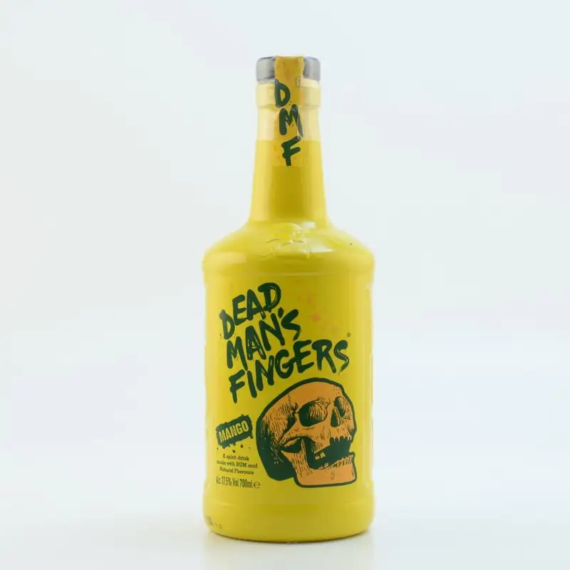 Image of the front of the bottle of the rum Dead Man’s Fingers Mango Rum