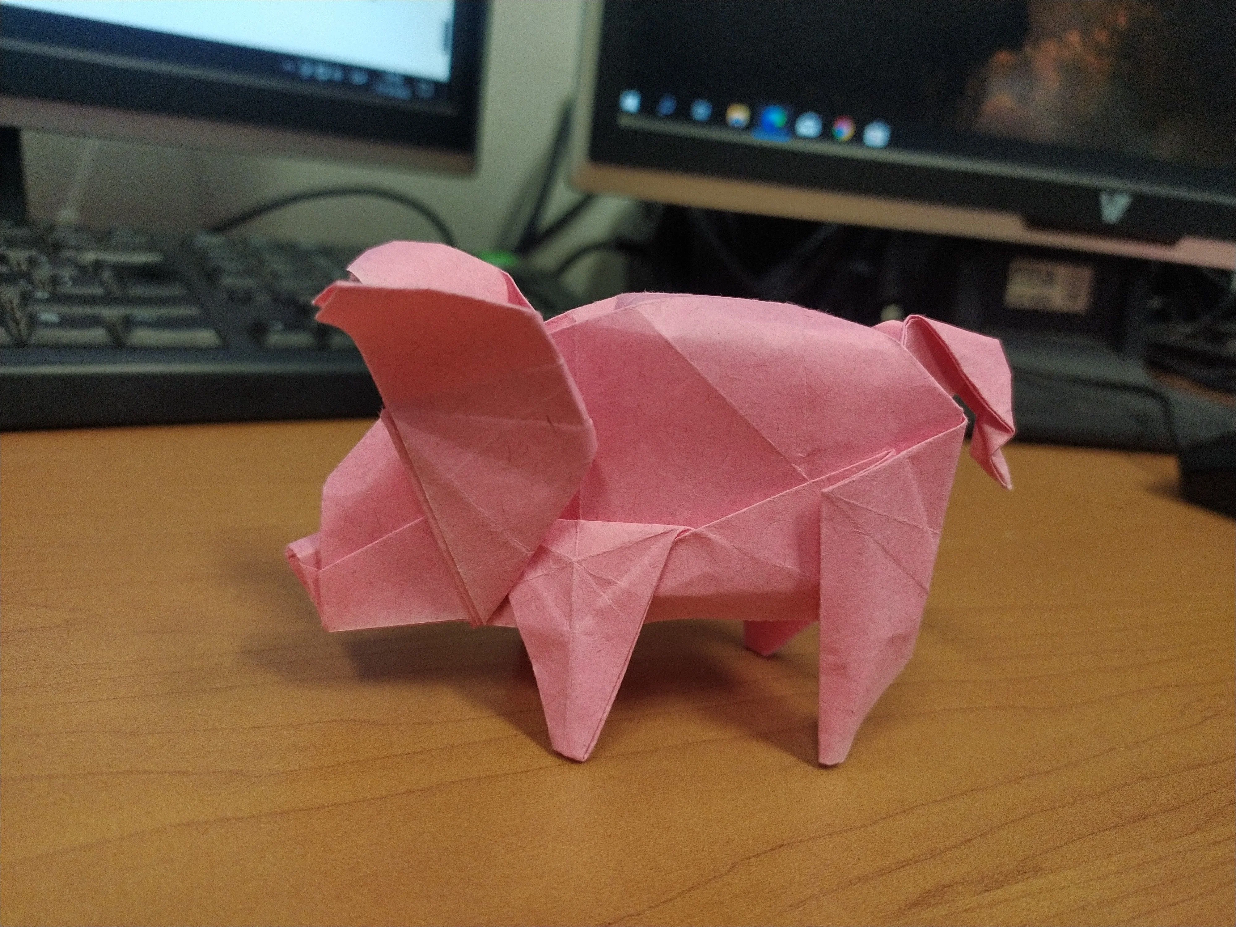 A Pig with quite big ears. Cute, simple and 3D.