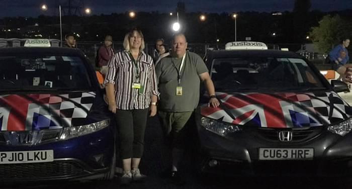 Justin and Dawn Miller from JusTaxis, Taxi service for Glastonbury, Street, Wells and whole of Somerset.