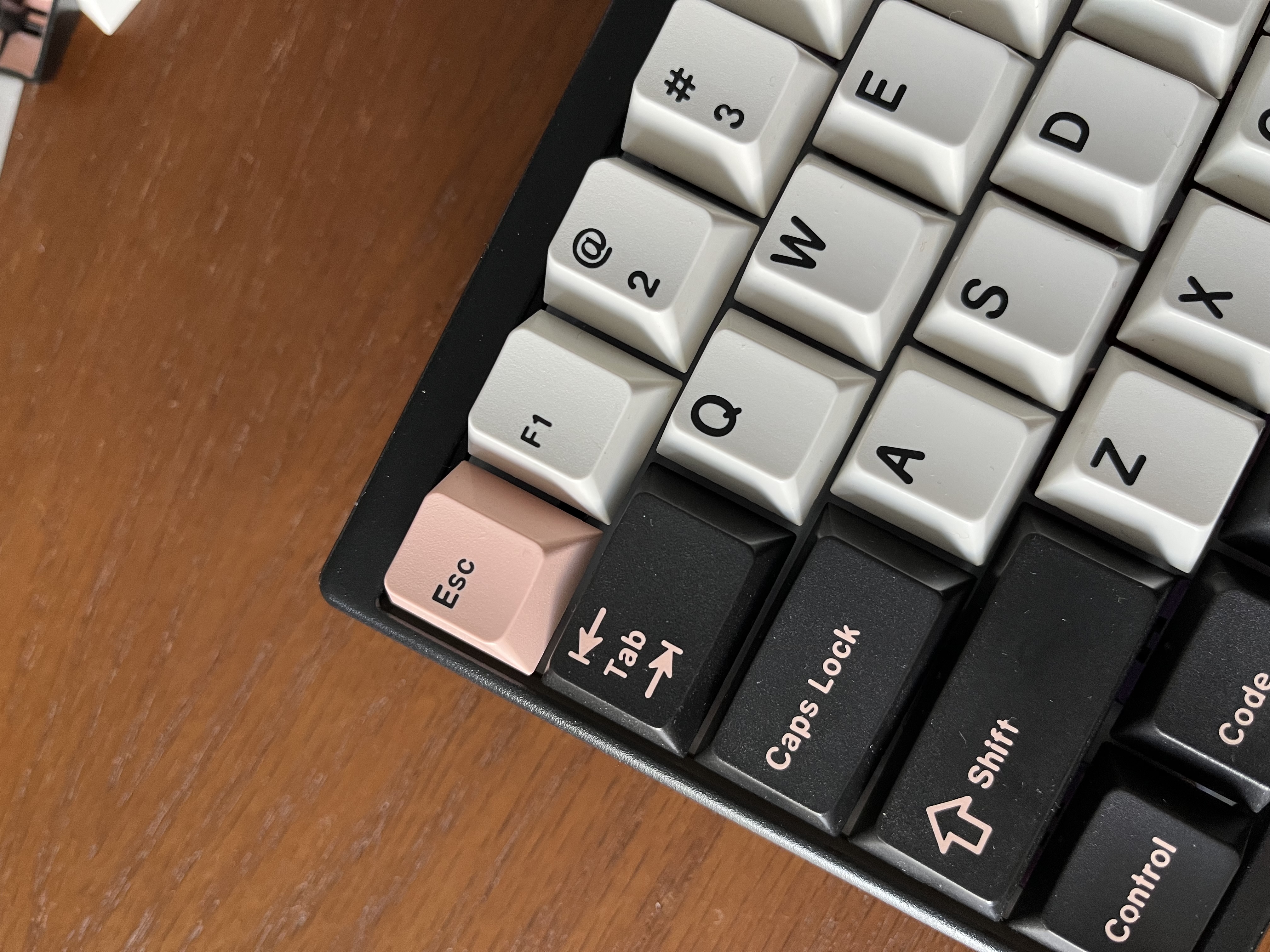 Keyboard with an F1 keycap in place of a proper 1 keycap.