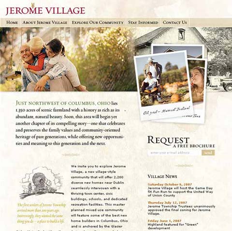 Jerome Village website screenshot