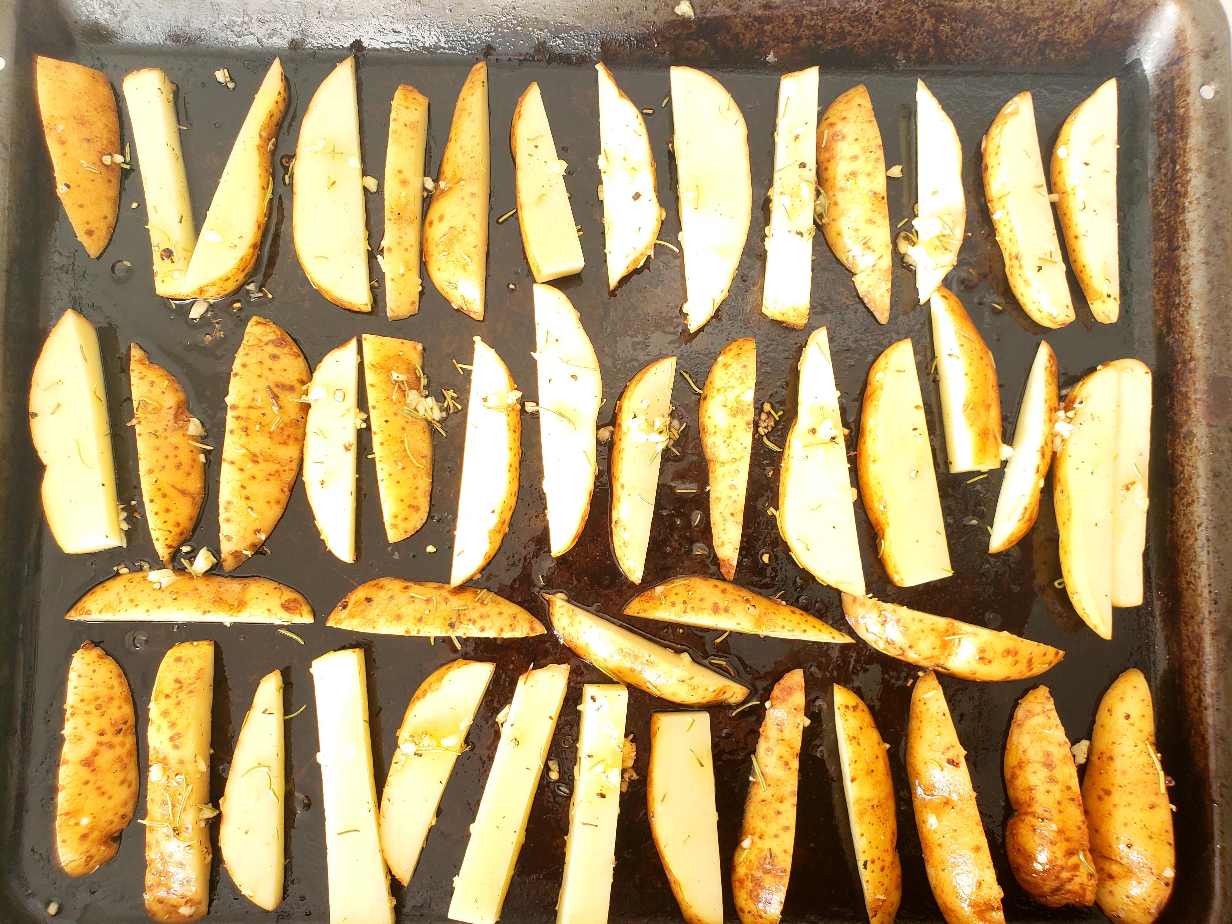 Cut French Fries on Baking Sheet