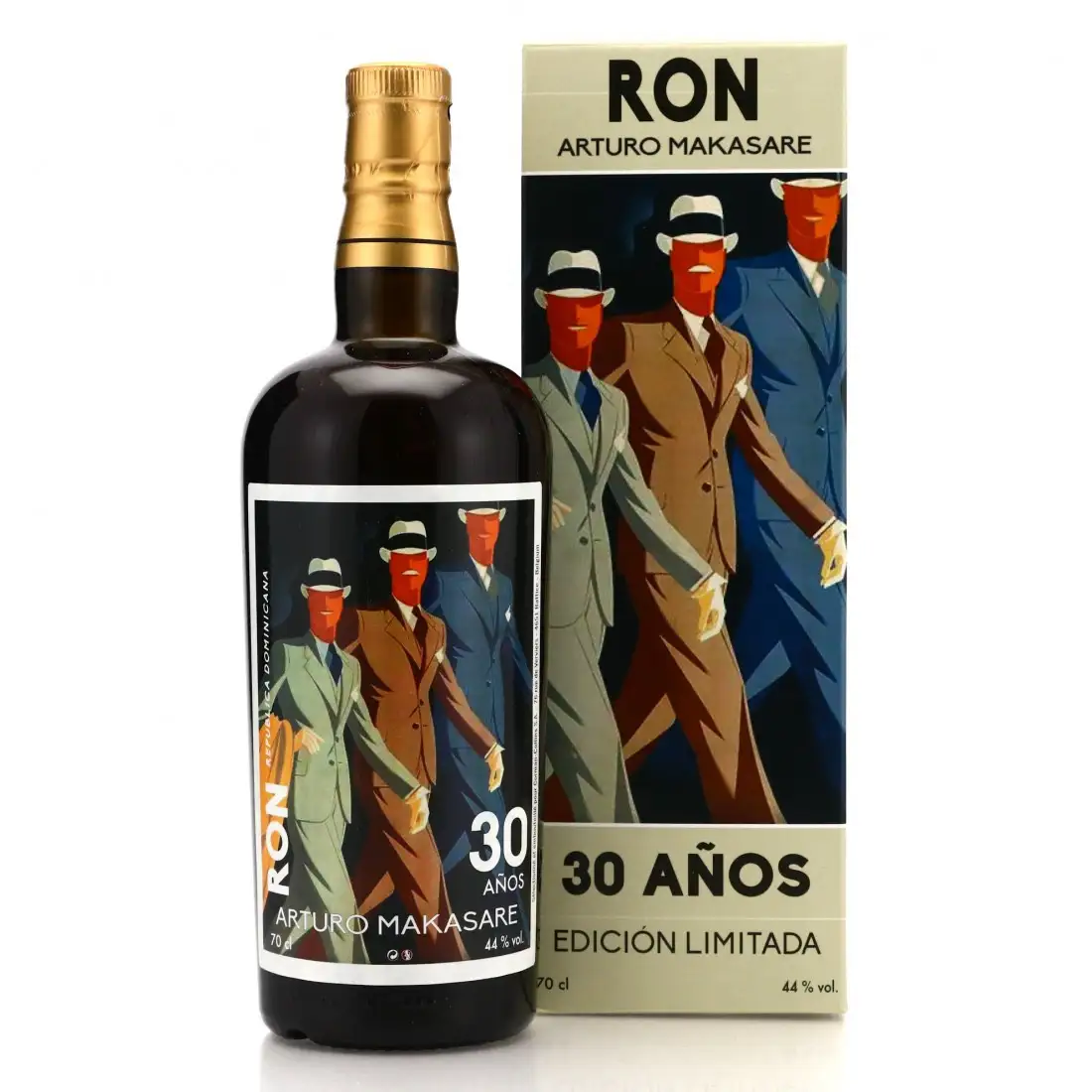 Image of the front of the bottle of the rum Arturo Makasare 30 años