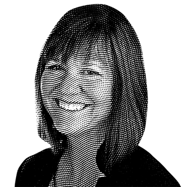 Halftone black and white image of Sue Marek
