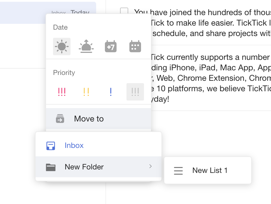 Tick Tick App - Moving a List