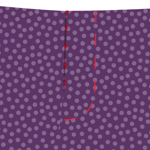 Pin fly closed and baste fly curve