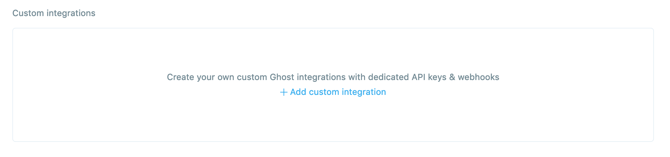 Add new Ghost Custom integrations