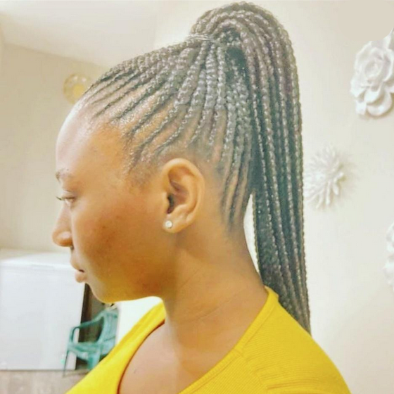 Medium-sized braided ponytail.