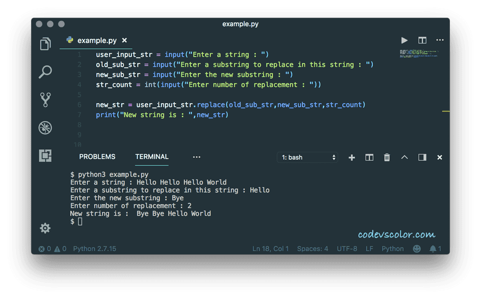 Python Program To Replace Single Or Multiple Character,substring In A ...