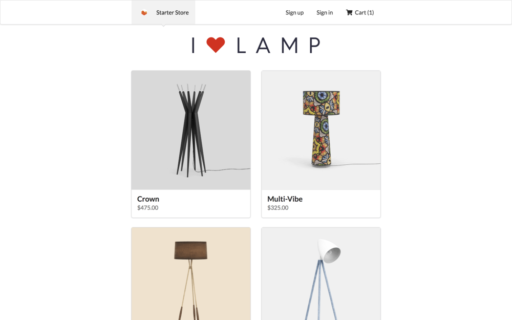Screenshot of a page created with 