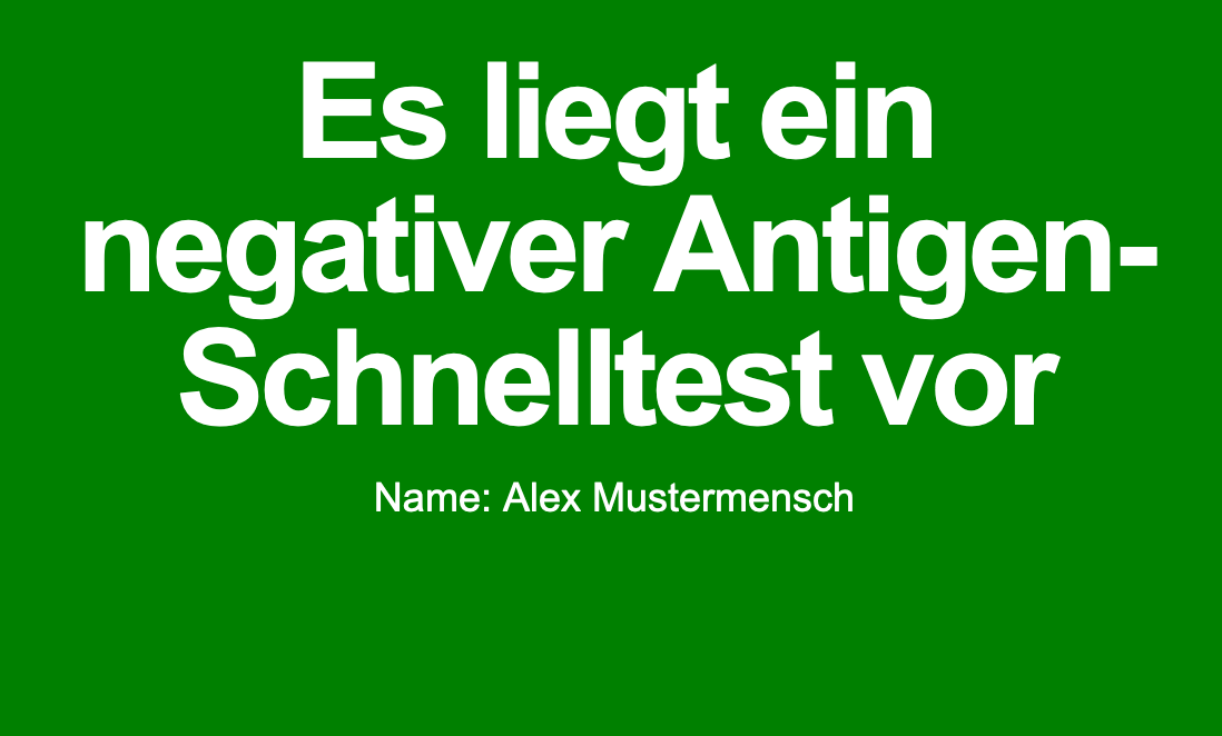 Screenshot eines fingierten Online-Testergebnis