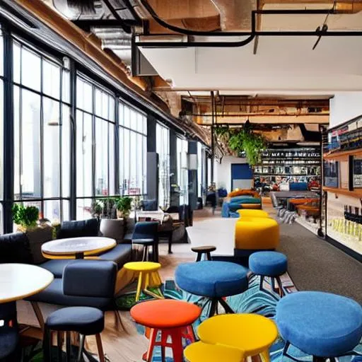 A colourful WeWork office