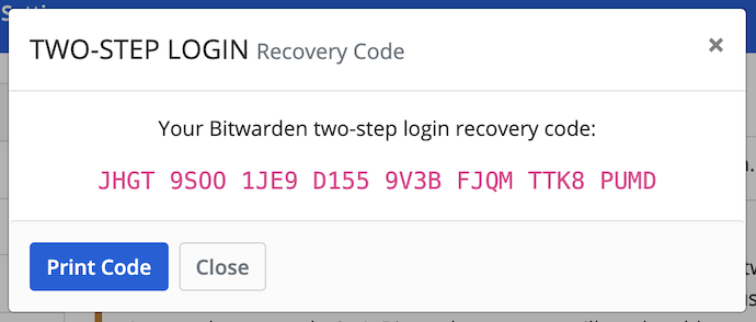 Sample Recovery Code