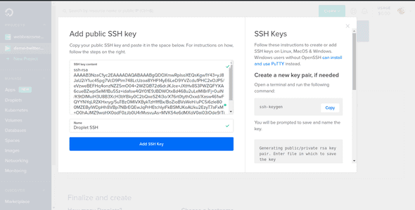 DigitalOcean Added New SSH Key