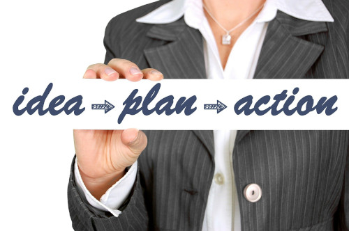 Consulting image showing idea plan action flow
