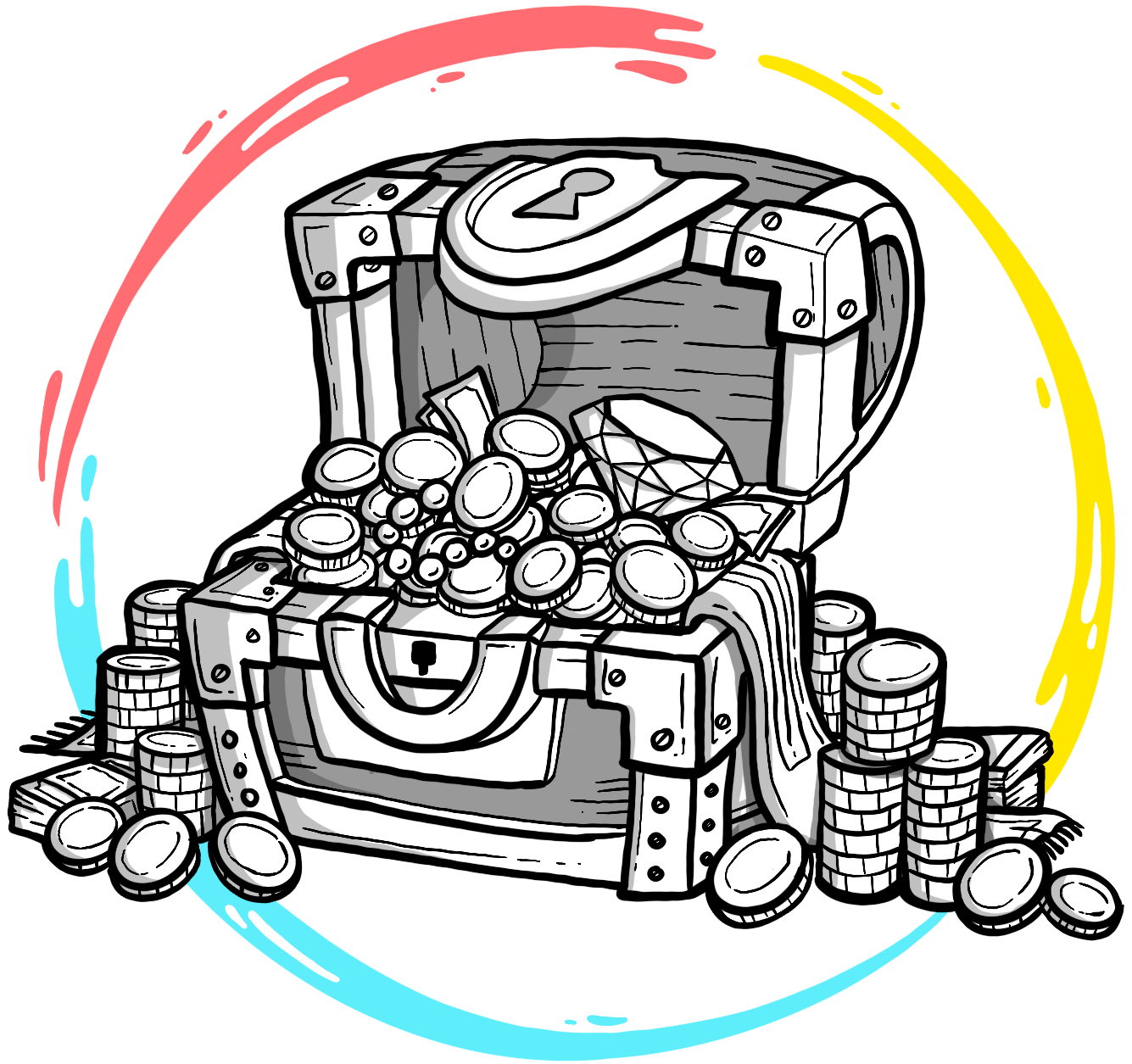 Treasure chest filled with money