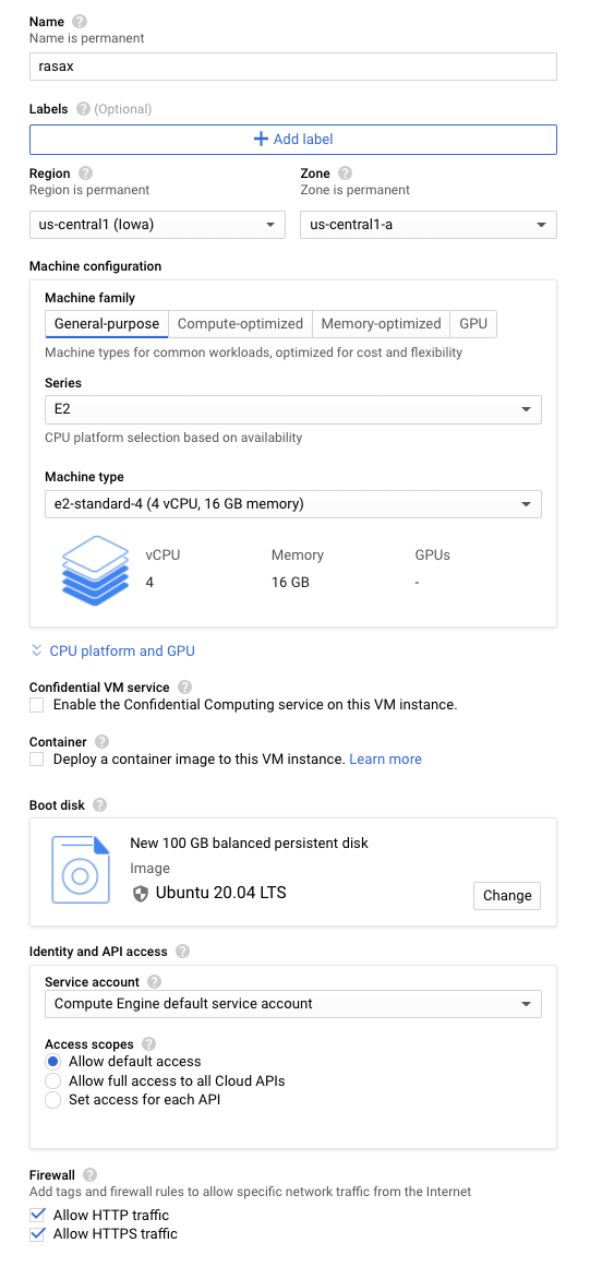 Create instance