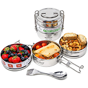 3 tier, round stackable stainless steel lunch box
