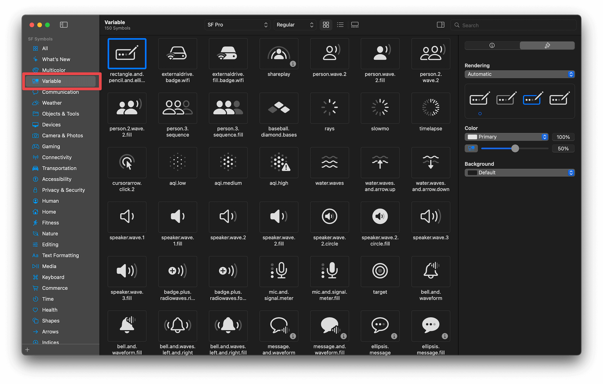 SF Symbols app.