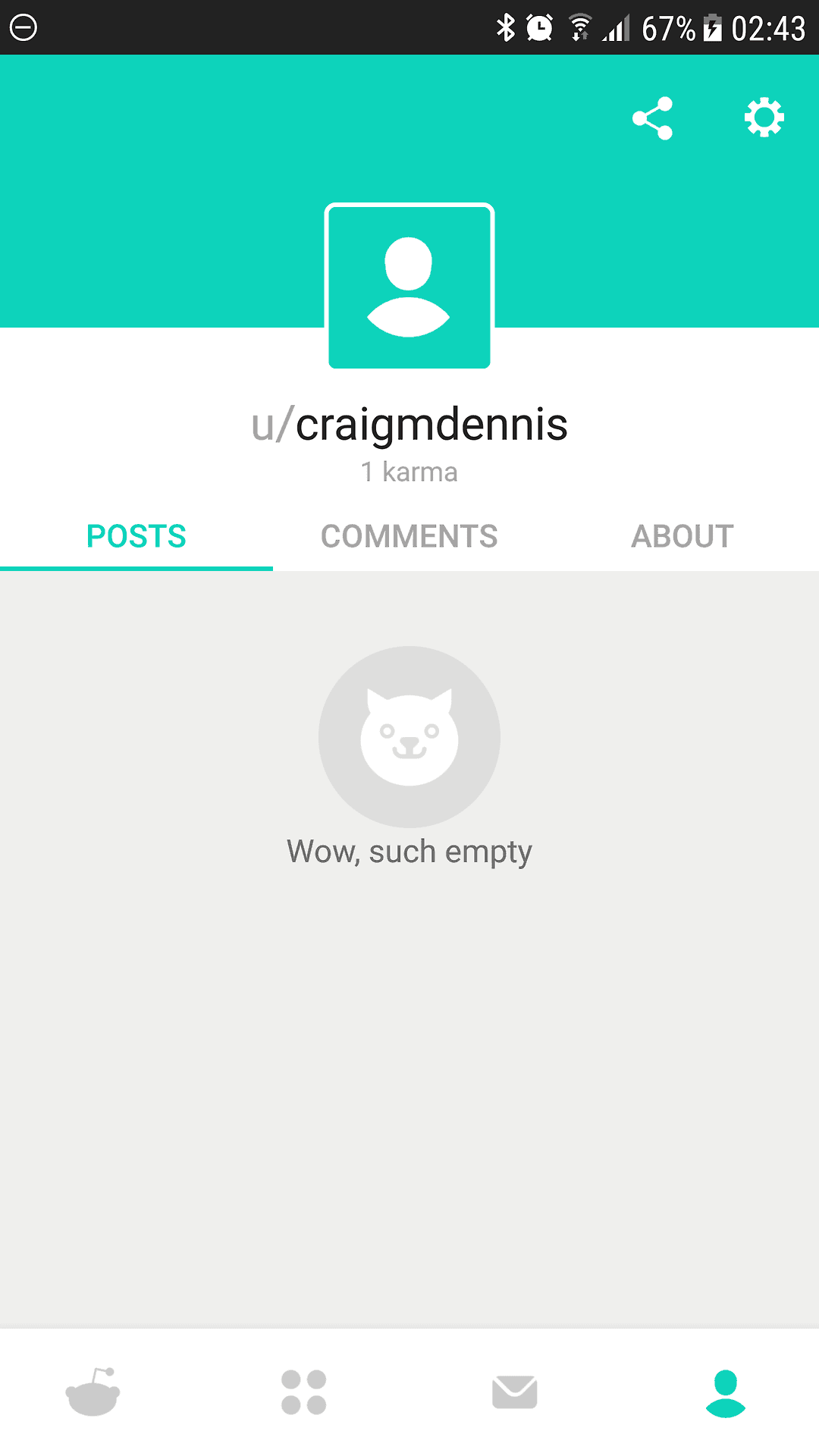 Screenshot of No posts on Reddit for Android