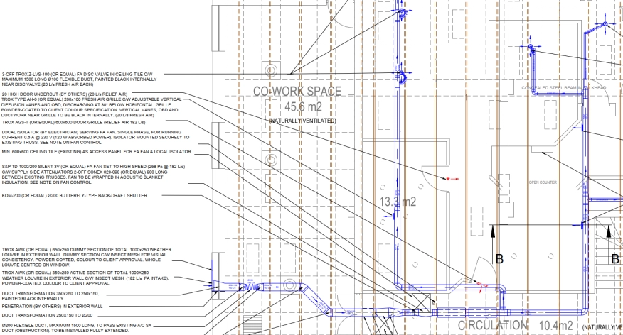 CAD drawing indicting ventilation requirements