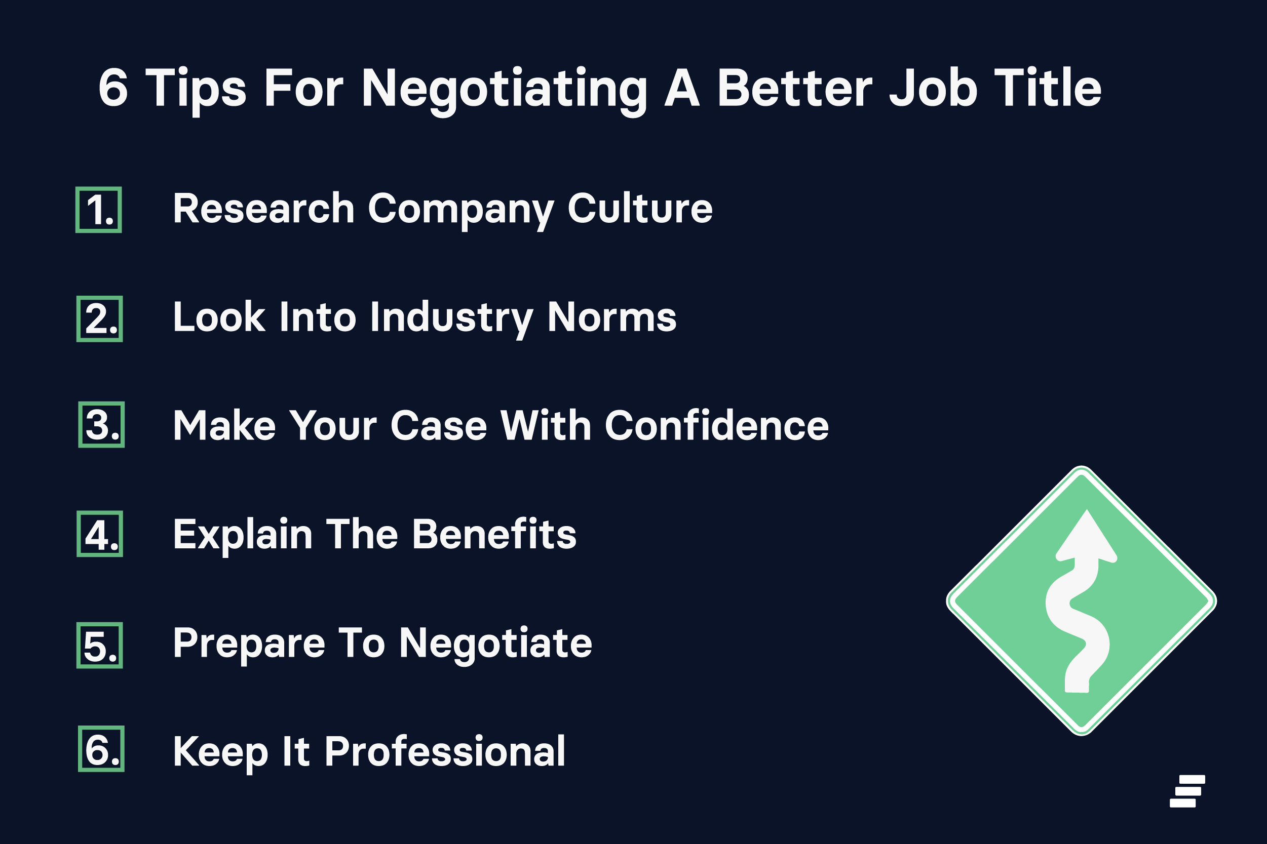 Graphic outlining 6 tips for negotiating a better job title