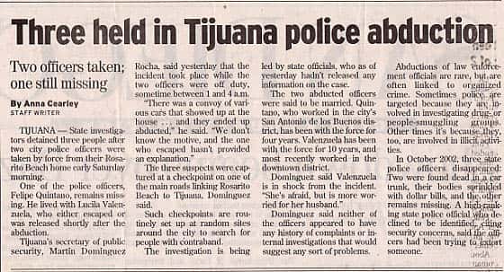 Three held in Tijuana police abduction