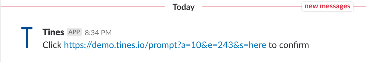 Slack message with prompt